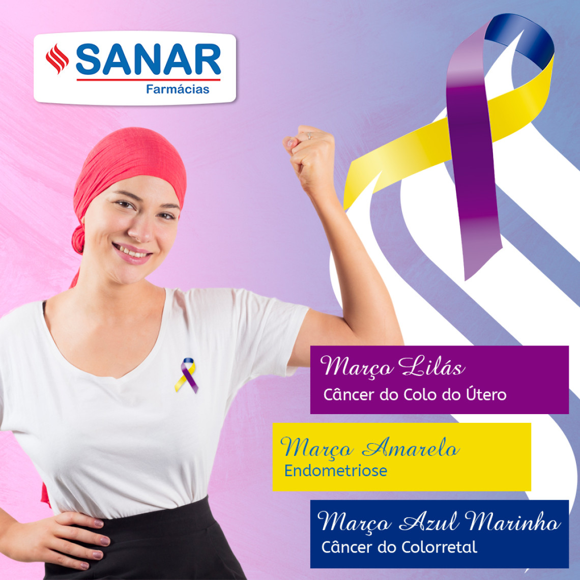 Março Lilás, Amarelo e Azul-Marinho, são as cores das campanhas deste mês