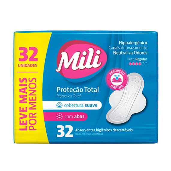Absorvente Proteção Total Mili Suave Com Abas