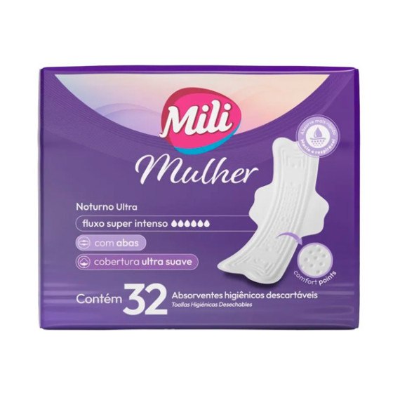 Absorevente Mili Mulher Noturno Ultra com Abas