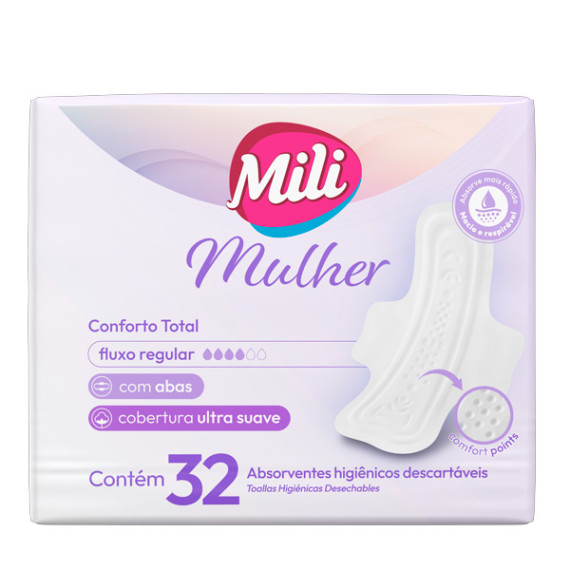 Absorvente Mili Mulher Conforto Total Com Abas