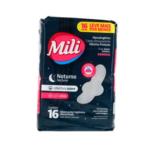 Absorvente Noturno Mili Suave Com Abas