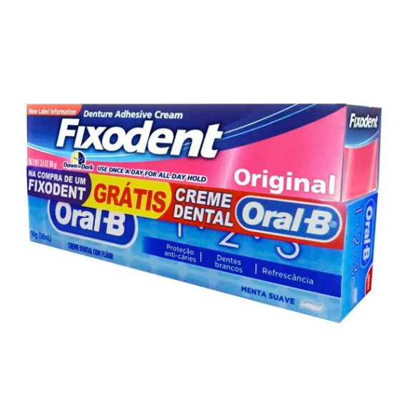 Creme Adesivo Fixodent Original + Creme Dental Oral B