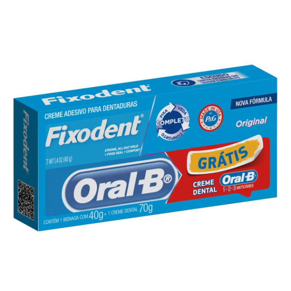 Kit Fixodent Original 40g + Creme Dental Oral B