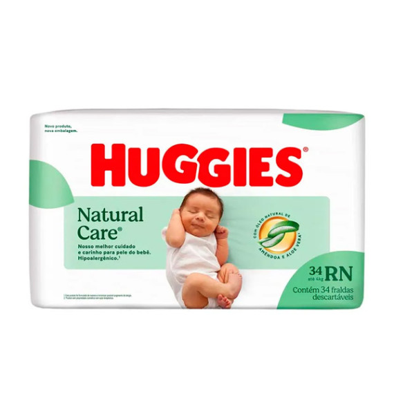 Fraldas Huggies Natural Care Mega RN